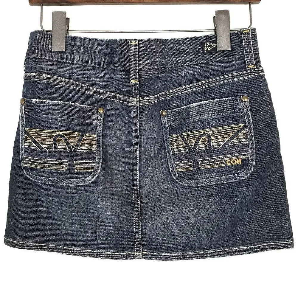 CITIZENS OF HUMANITY Women's Deep Wash Blue Denim Mini Skirt Size: 26 - Picture 3 of 6